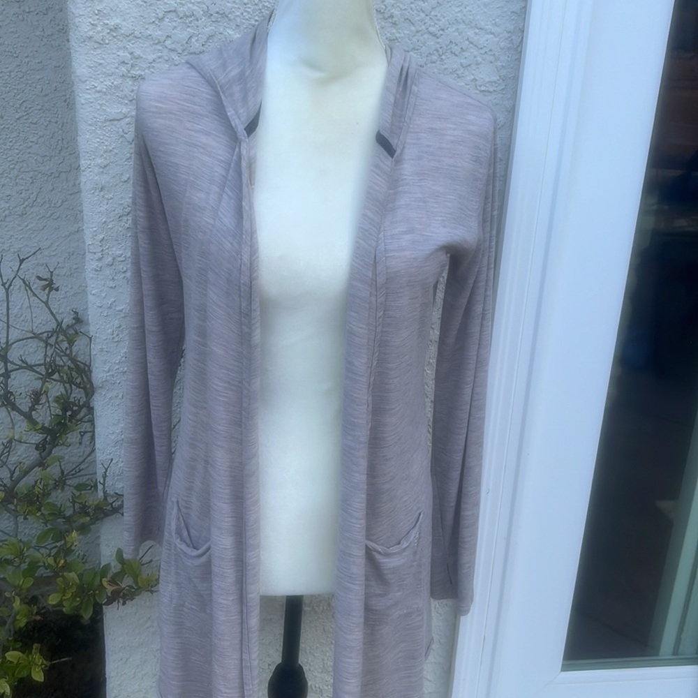 Coolibar Merino Suntect Oatmeal Long Cardigan Tunic Sweater Women's Size S